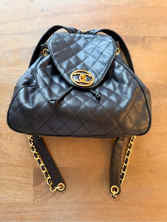 CHANEL Handbags - Vintage CHANEL Black Quilted Leather Backpack with CC Turn-Lock